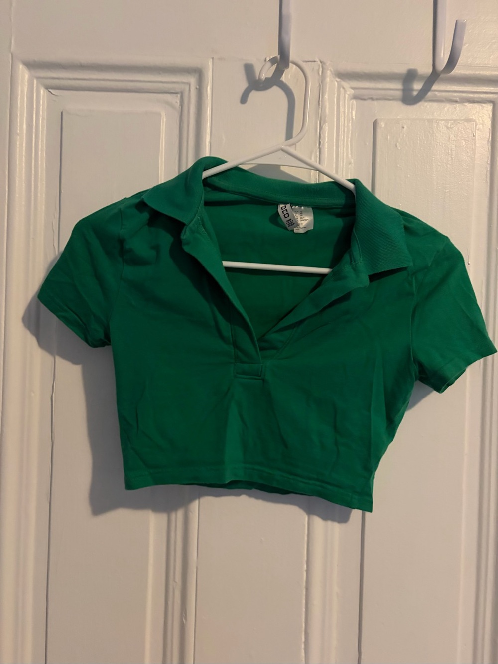 H&M Bright Green Cropped Polo Top